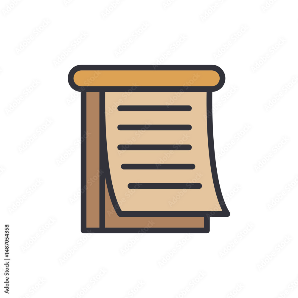 Poster conceptual icon of notepad with lines for taking notes and planning
