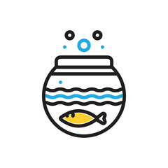 Multi color icon for fish inside the bowl