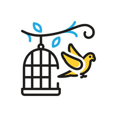 Multi color icon for parrot outside of cage