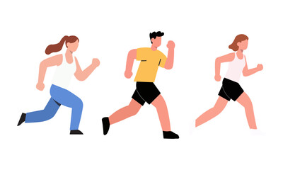 Active People Running, Diverse Individuals Exercising