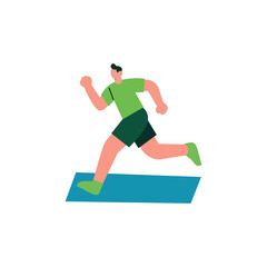 Active Man Running on Exercise Mat