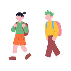 Two children walking to school with backpacks.