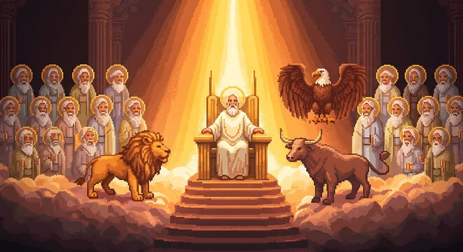 God's Heavenly Court in Pixel Art