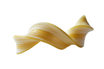 Spiral twist of banana peel isolated on pure transparency background with smooth texture