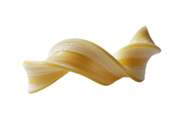 Spiral twist of banana peel isolated on pure transparency background with smooth texture
