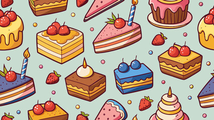 birthday cake seamless pattern