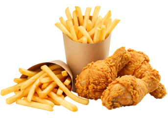 Crispy golden fried delights isolated on transparent background"