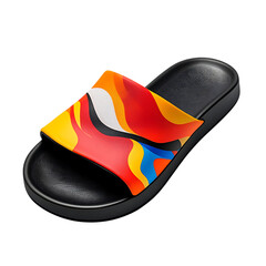 Obraz premium Trendy Slip On Beach Sandals with a Bold Abstract Pattern Isolated on Transparent Background