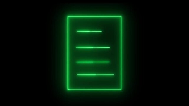 Neon glowing note book icon animation on background.