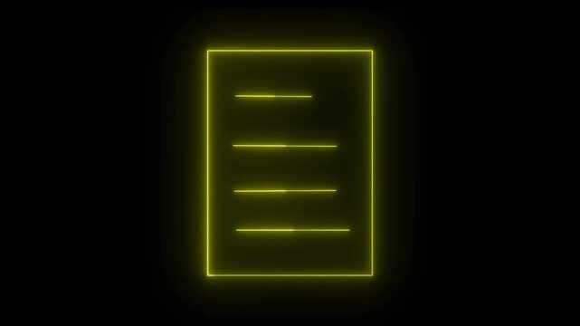 Neon glowing note book icon animation on background.