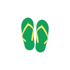 Flip flop green slipper vector illustration on white background. Summer trendy footwear