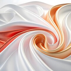 Fototapeta premium Silky white and gold swirl with glossy droplets, creating an abstract, elegant flow.