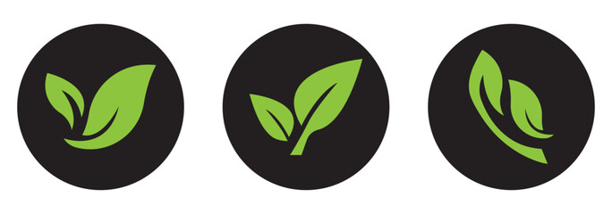 Leaves icon set. Leaves icon Collection green leaf. Eco leaves collection. Ecological concept. green leaf icons set eps 10