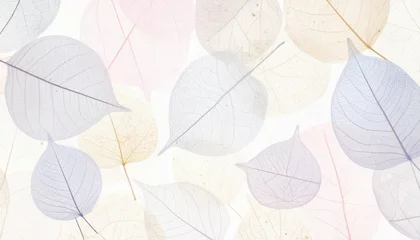 Rolgordijnen Vormen patronen Delicate Pastel Skeletons of Leaves A Botanical Background Texture  © 24DIY