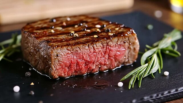 Succulent Grilled Steak with Seasoning and Herbs