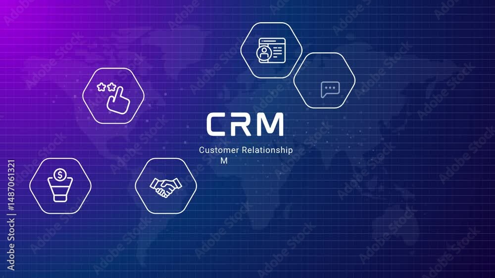 Poster crm customer relationship management application system software to manage company relation with cli