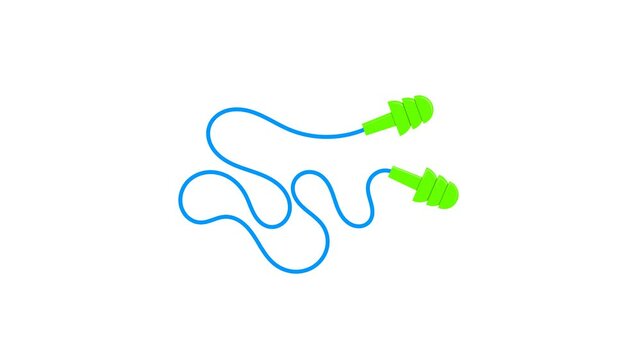 earplug on white background. safety equipment. worker safety equipment. noise reducer. simple animation. motion graphics 