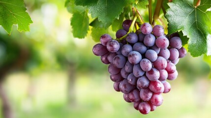 Freshly Harvested Grapes Hanging from a Vine in a Vineyard Scene