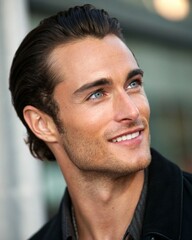 Obraz premium Handsome Male Portrait AI-Generated Hyperrealistic Model