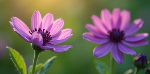 Obraz premium Vibrant purple wildflowers, single bloom close-up, detail, image