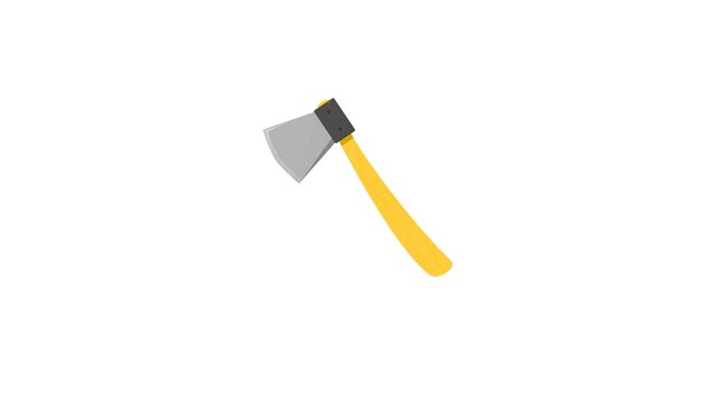 axe on white background. woodcutter axe. tool theme. simple animation. motion graphics