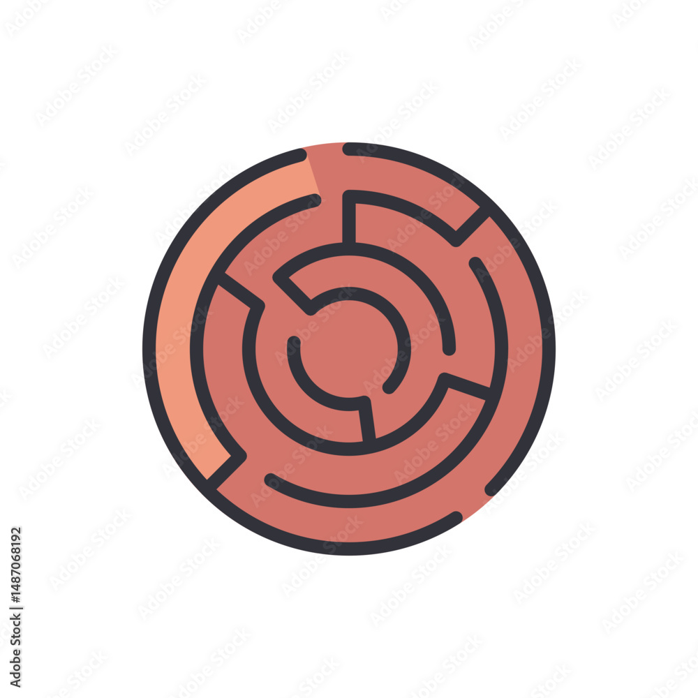 Poster conceptual round maze illustration representing problem solving challenge