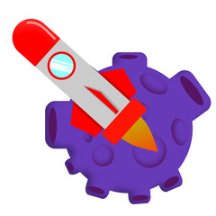 Illustration of rocket and violet space