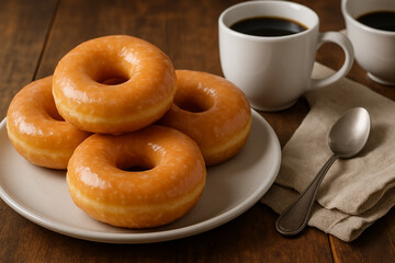 coffee and donuts on a table