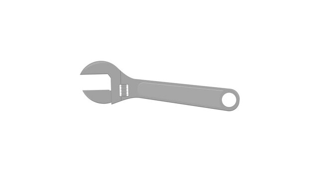 adjustable wrench on white background. spanner. tools. carpentry. industry. mechanics and maintenance. workshop. simple animation. motion graphics