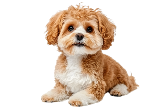 Adorable cavalier king charles spaniel puppy sitting on a white background. Ai Generated Images
