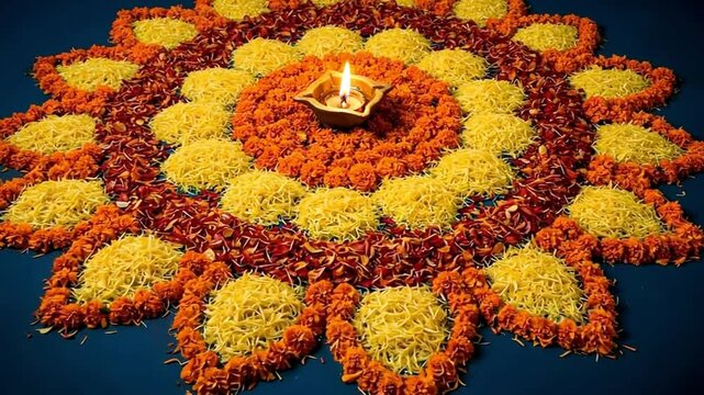 Onam pookalam design kerala flower rangoli floral decoration traditional hindu festival celebration india