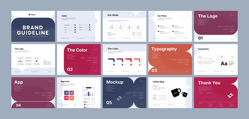Brand identity design template. Creative brand guidelines layout. Logo and brand strategy guide. Brand manual presentation. Brand strategy design. Logo guideline book.	