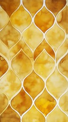 Elegant Golden Amber Watercolor Symmetrical Mesh Pattern With Soft Fluidity And Decorative Artistic Background For Design - Empty Template