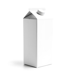 blank white juice carton with clean, flat surface, isolated on white background