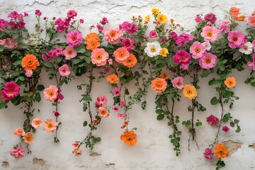 Vibrant Pink Hibiscus Flowers with Lush Green Leaves on a Light Background