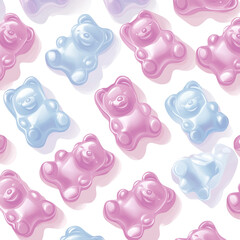 seamless pattern with pink and blue Jelly Bear 