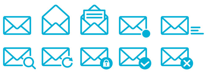 メールのアイコンマークイラスト青色