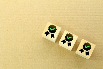 Three a verified or certification icons. CERTIFIED icon. Standard certification, accurate selection, production standards and good quality