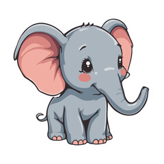 Cute Cartoon Elephant Character – Vector Animal Illustration