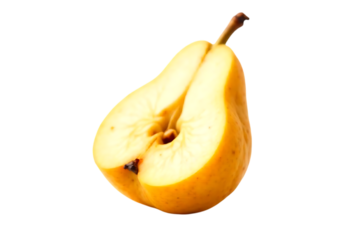 Juicy Yellow Pear Halved A Vibrant Fruit Image