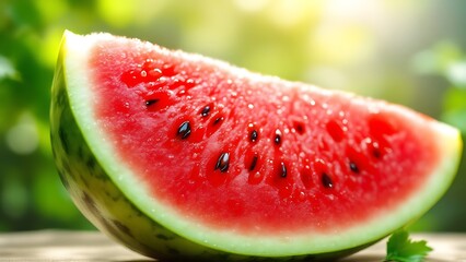 Refreshing watermelon slice on a summer day offers healthy and delicious snack
