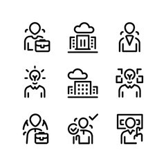 Black Outline Icons Set concept, Business or organization management icon set