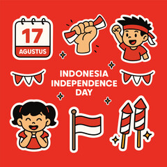  indonesia independence day element set illustration