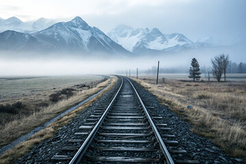 Fototapeta premium Misty Rails to the Peaks