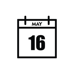 calender icon, 16 may icon with white background