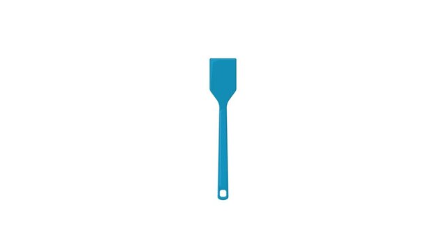 blue spatula on white background. cooking utensils. kitchenware. cooking. frying. restaurant. chef. simple animation. motion graphics