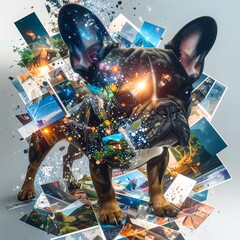 French Bulldog in photo manipulation technique