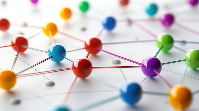 Colorful Network Connections Representing Information and Data Flow