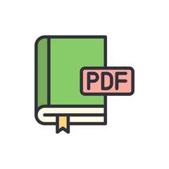 Icon Illustration Of A Pdf File On A Green Book With Bookmark