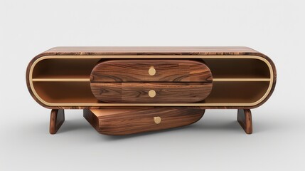 Compact Wooden TV Stand with Storage Drawers 